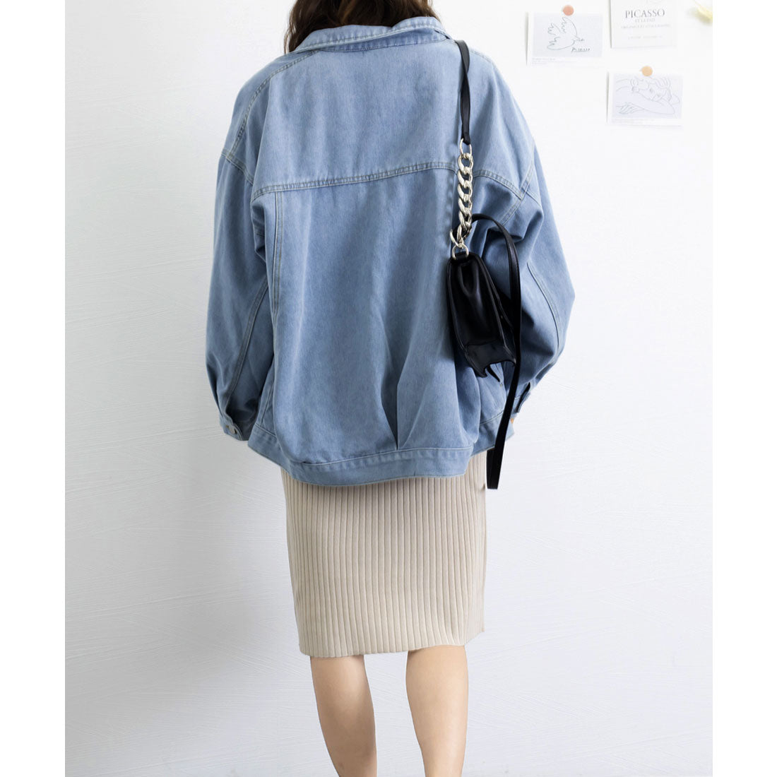 リブニット ワンピース ハイネック 無地