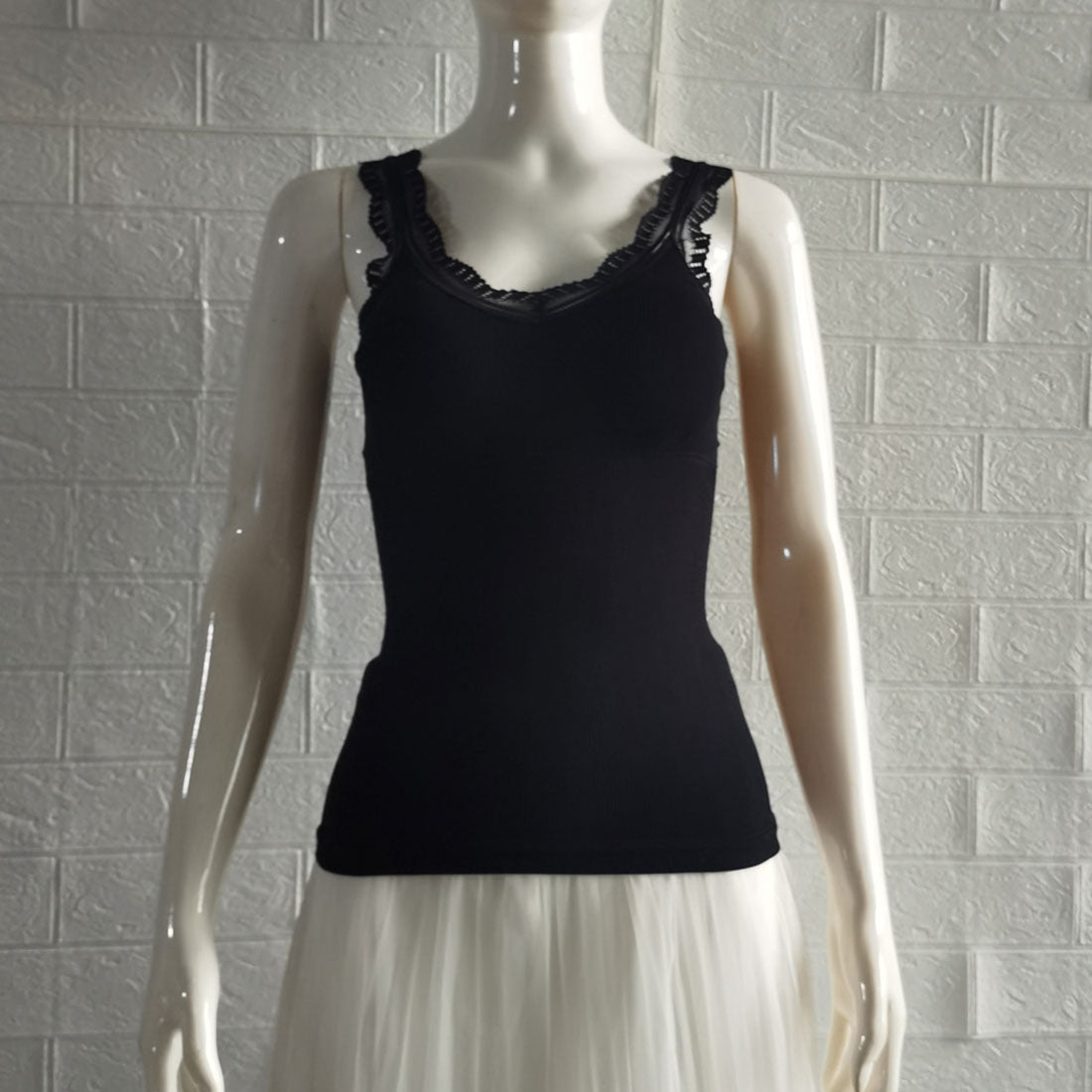 タンクトップス カップ付き リブインナー