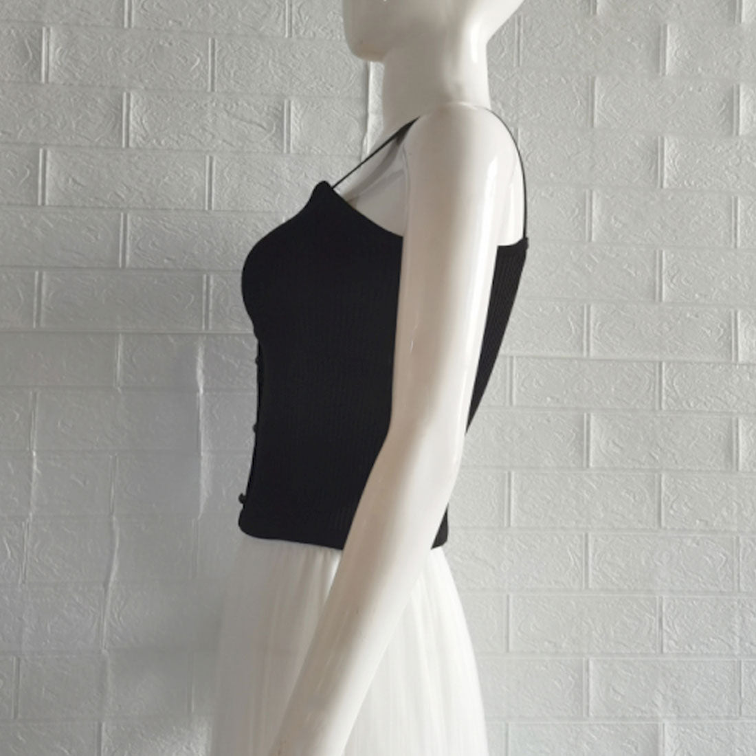 ニットキャミソール レディース ギャザー