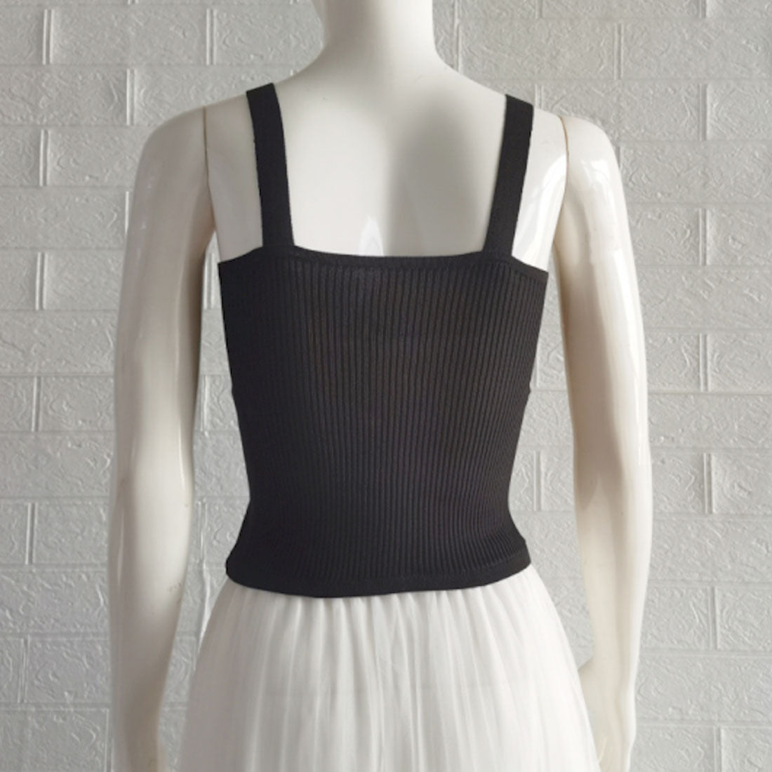 ニットキャミソール レディース ギャザー