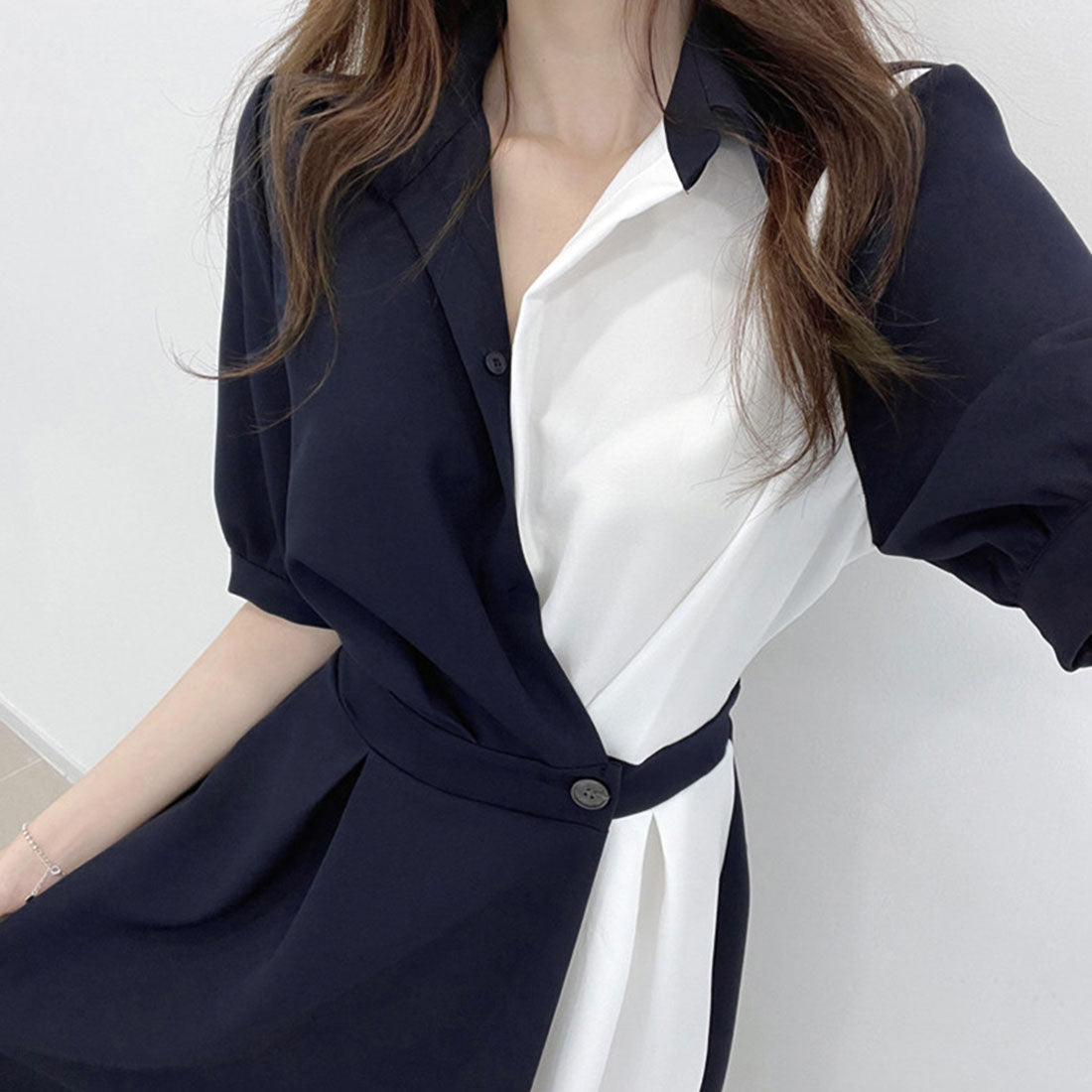 シャツワンピース ロング レディース韓国