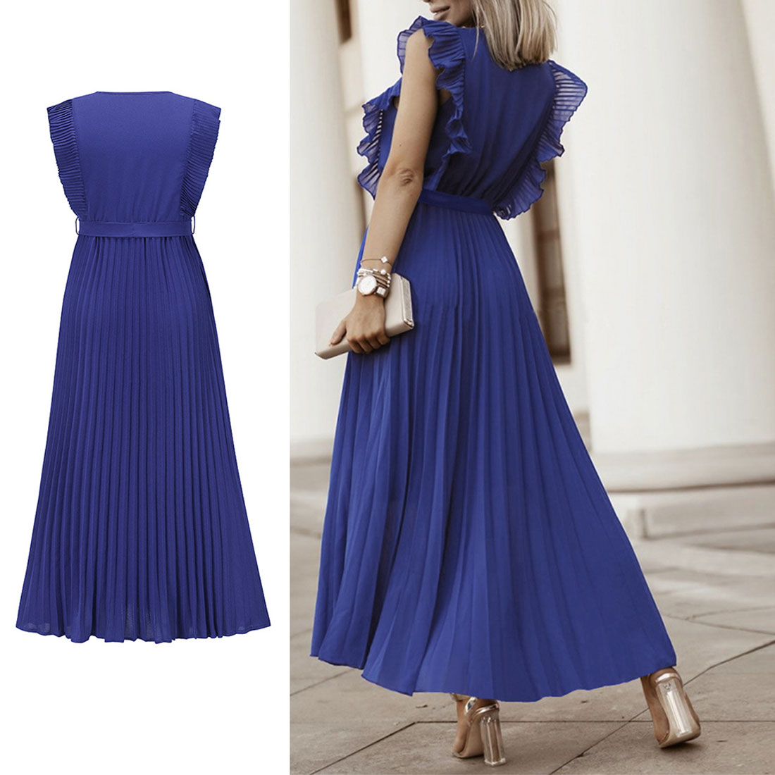 プリーツワンピース 韓国風 レディース夏