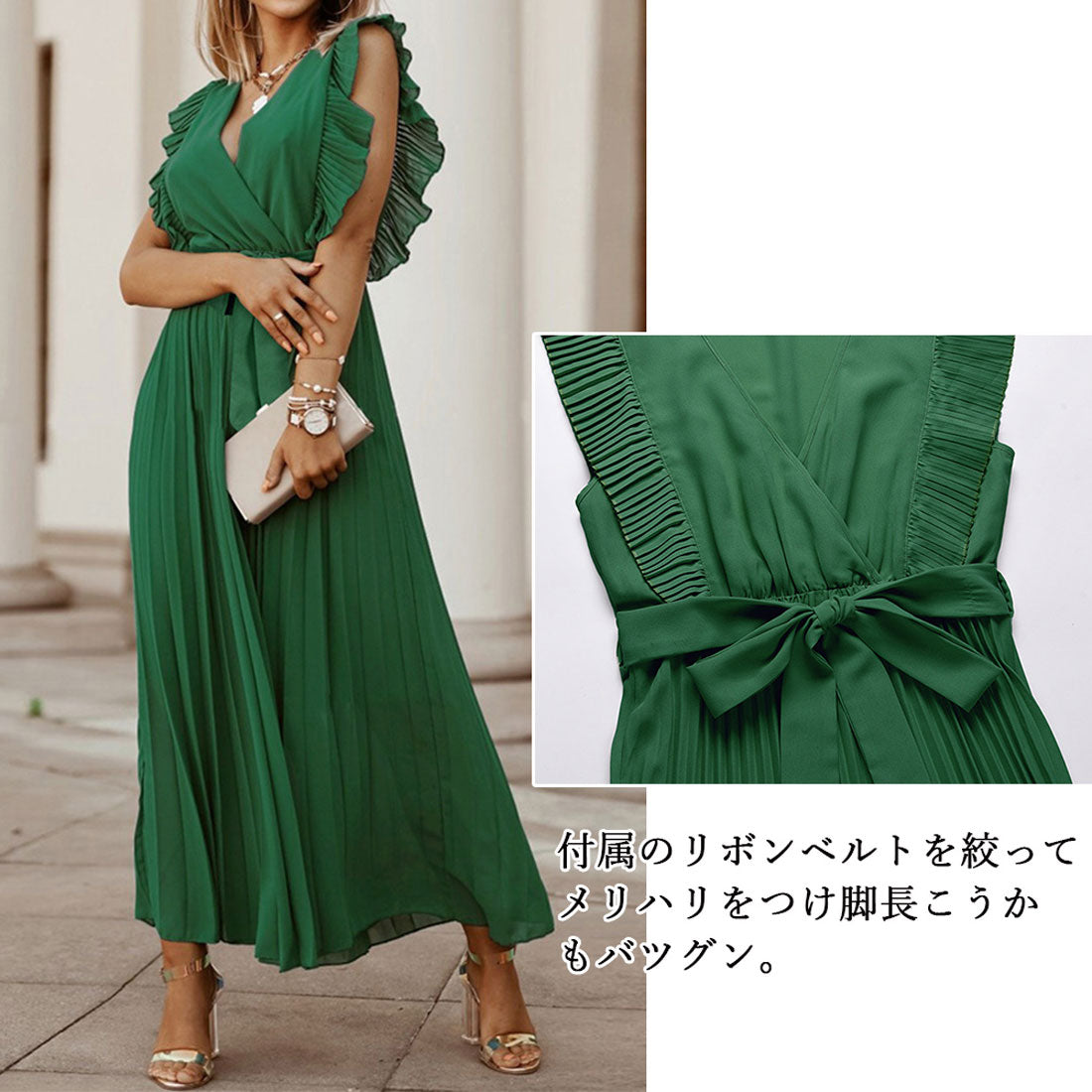 プリーツワンピース 韓国風 レディース夏