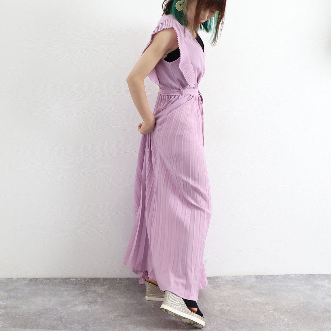 プリーツワンピース 韓国風 レディース夏