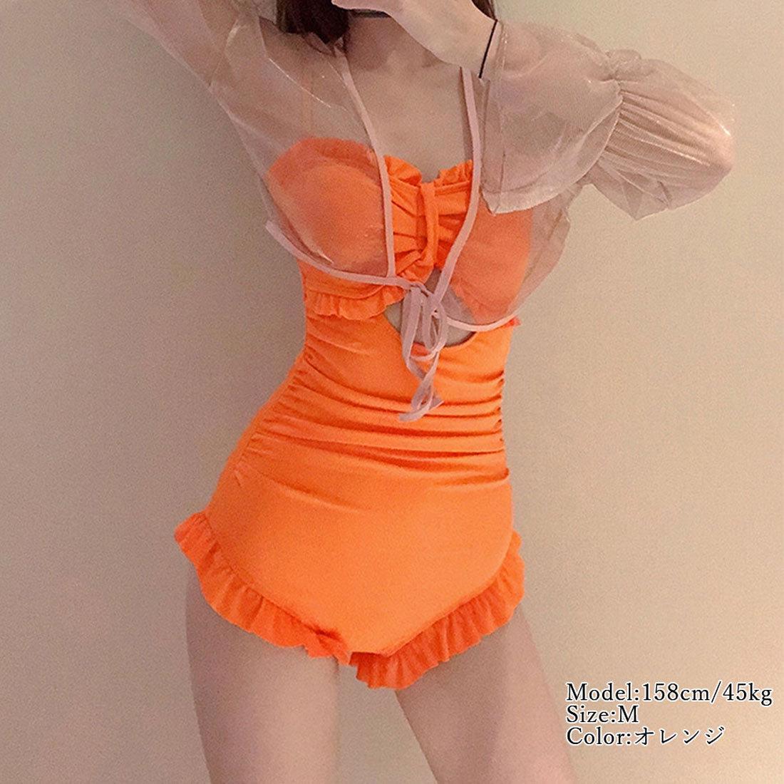 韓国風ワンピース水着体型カバー大人可愛い【返品不可商品】 ブラック