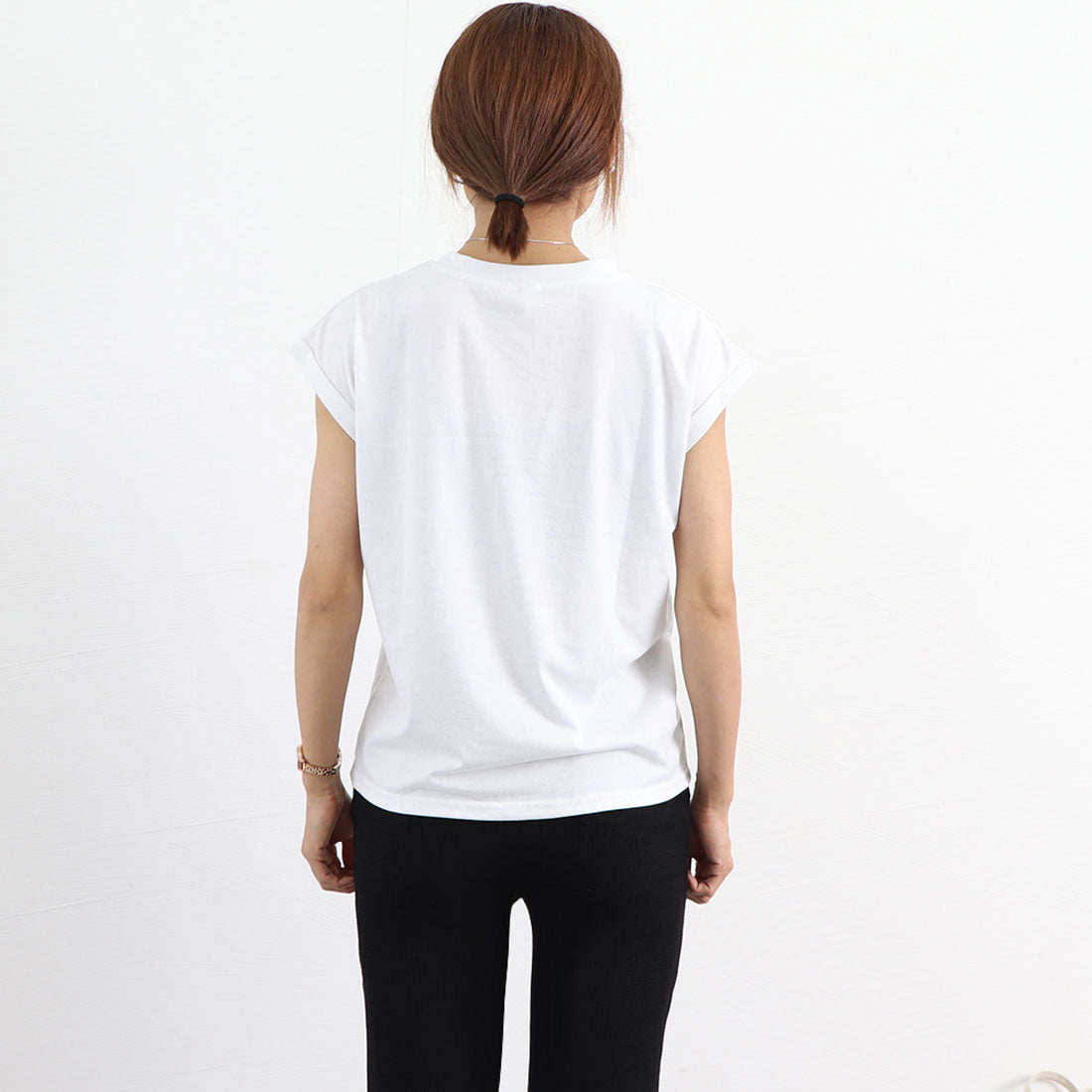 フレンチスリーブ無地シャツ大人カジュアル チャコールグレー