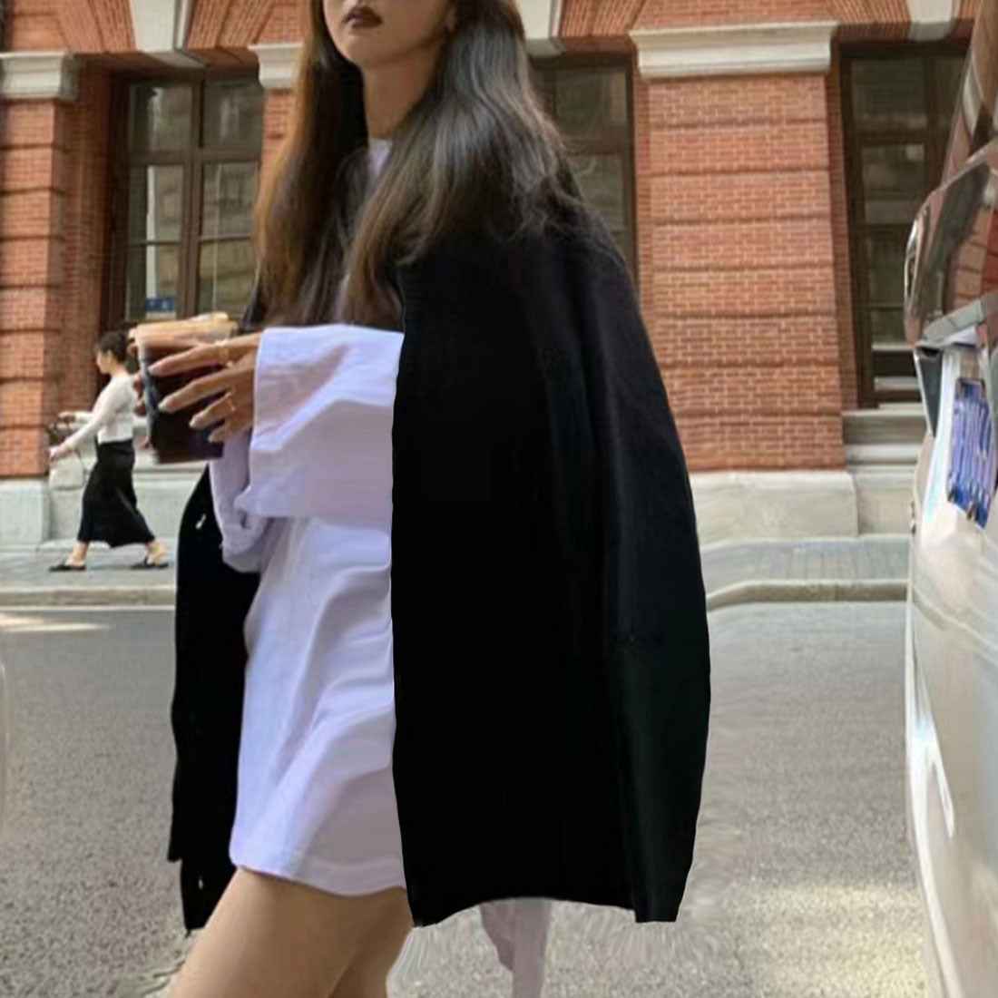 ニットカーディガン レディース 中厚手 ブラック