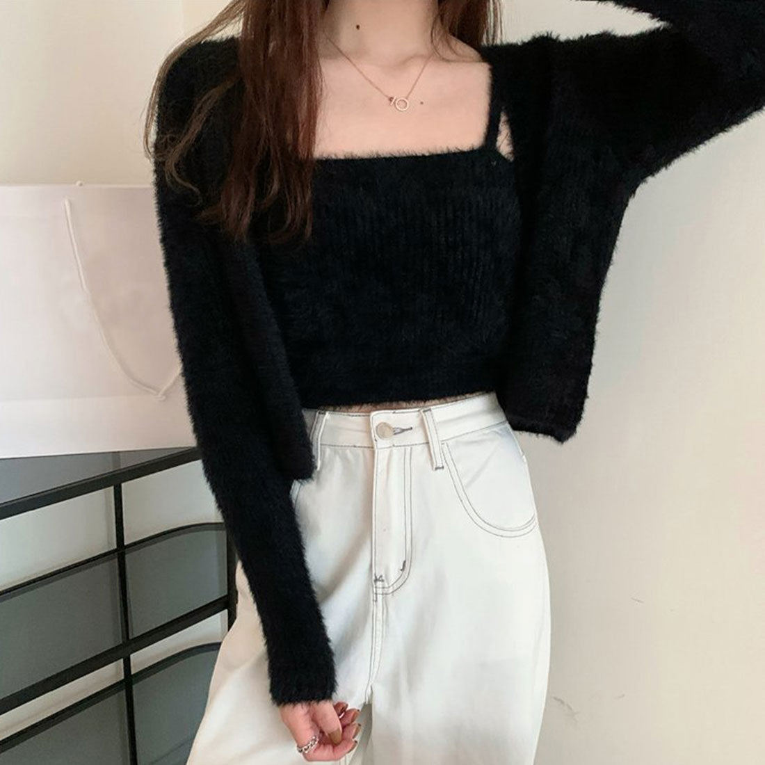 ニットカーディガン キャミ セット 5色