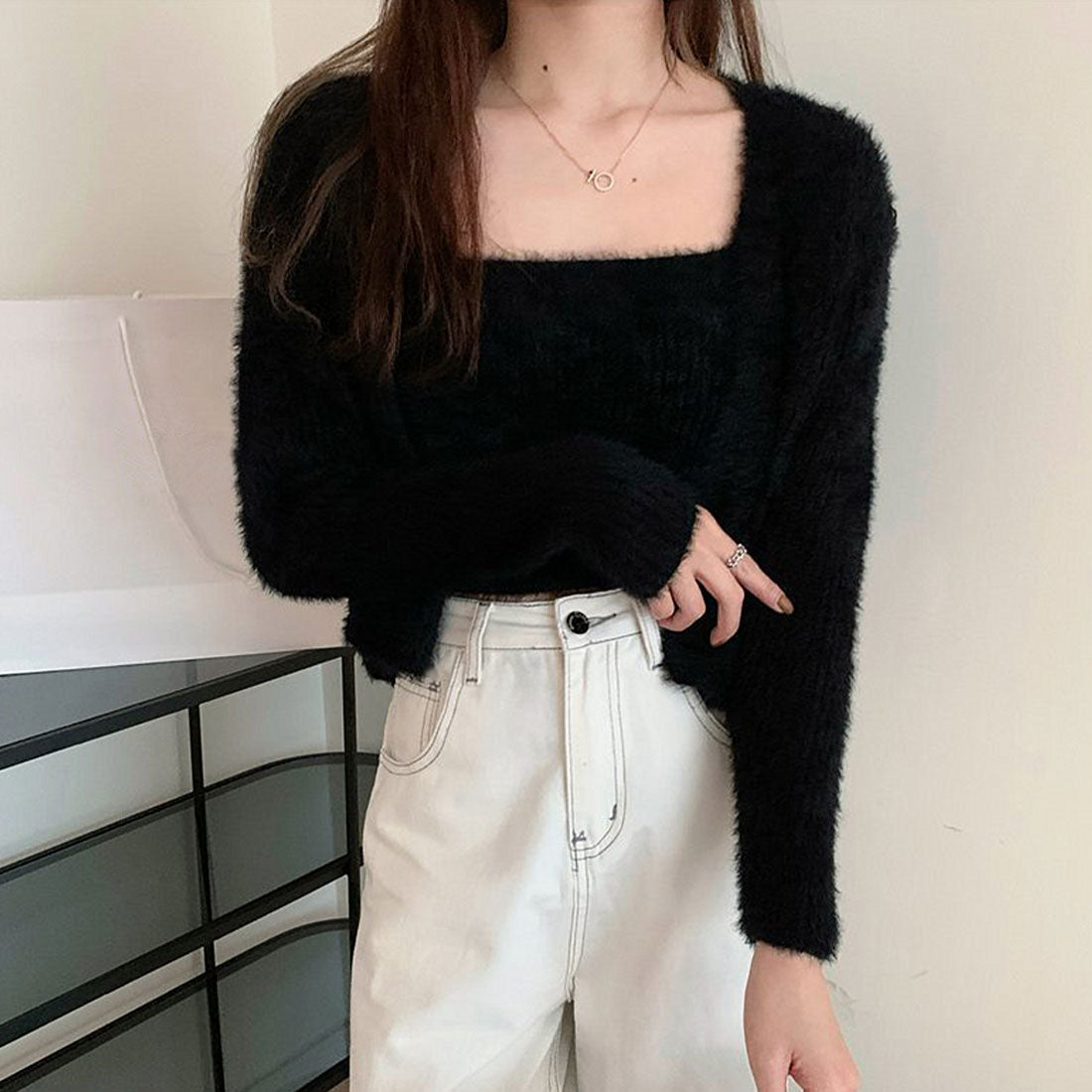 ニットカーディガン キャミ セット 5色