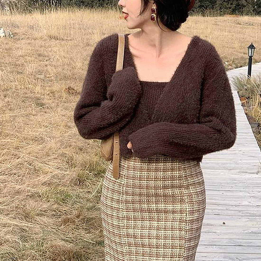 ニットカーディガン キャミ セット 5色