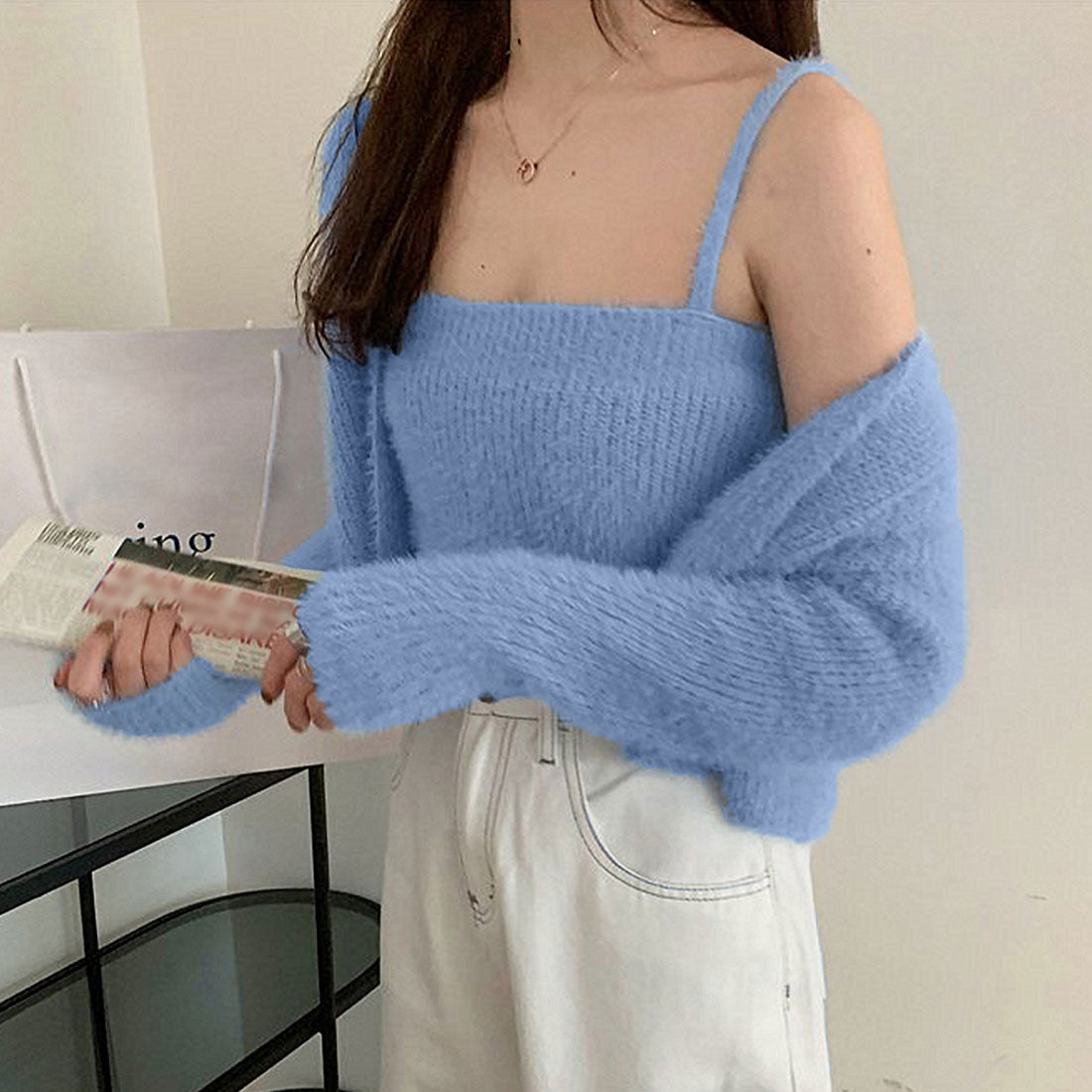 ニットカーディガン キャミ セット 5色