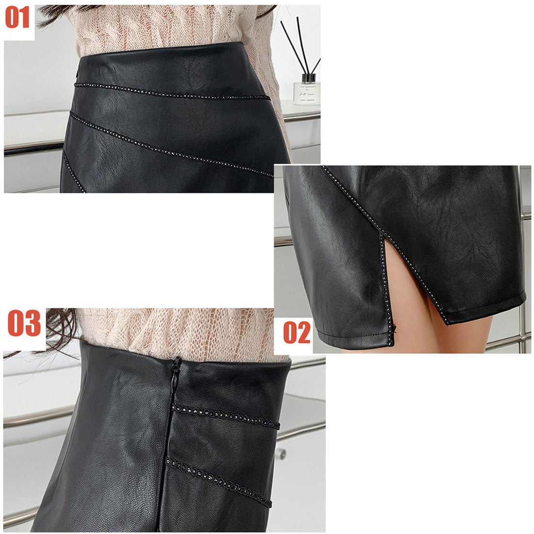 レザーミニスカート タイト美脚レディース
