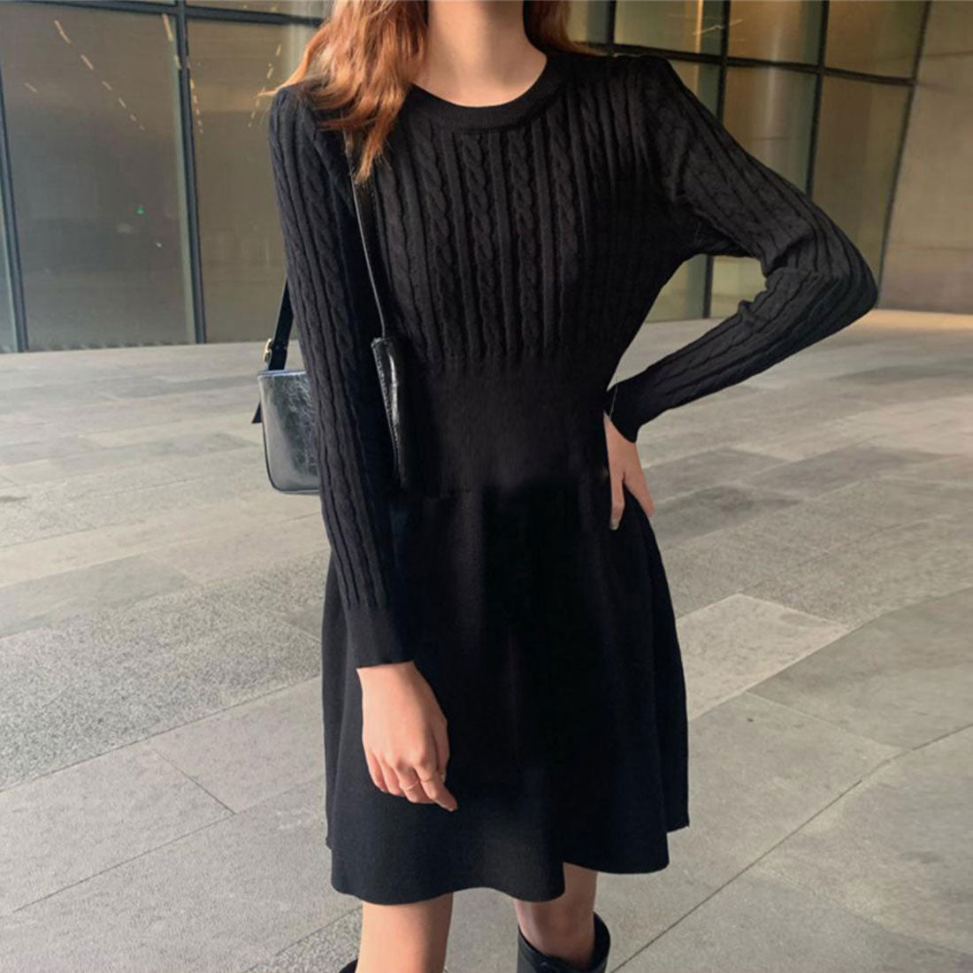 Korean style cable knit mini dress Korean style cable knit mini dress