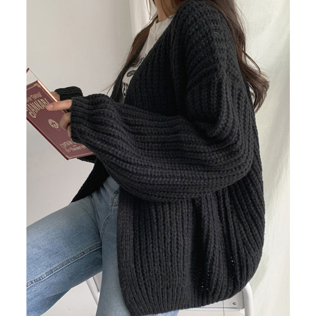 ニットカーディガン レディース ボレロ風 モカ