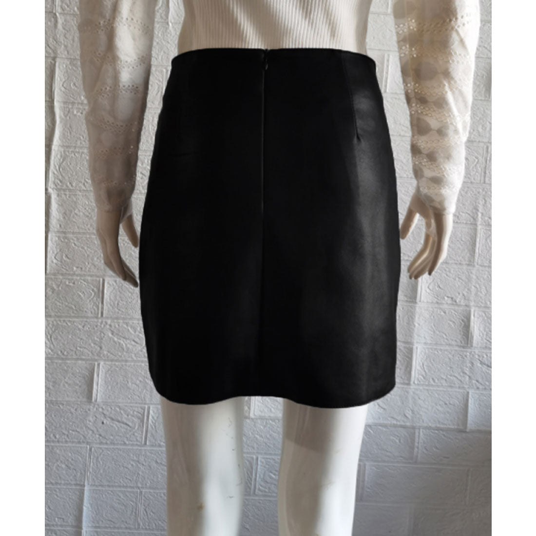 PUレザー ミニスカート美脚ハイウエスト アイボリー