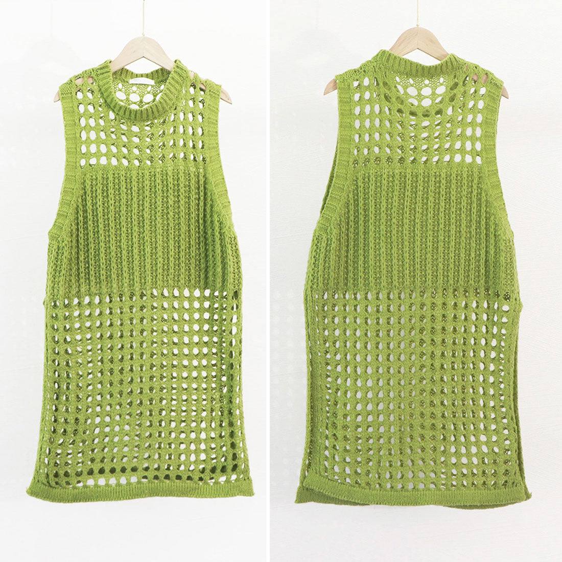 メッシュサマーニットワンピース スリット