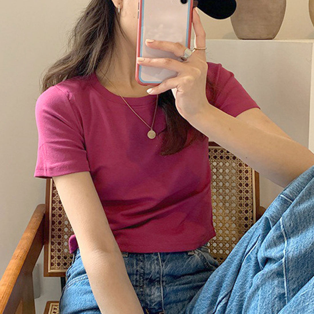 ショート丈tシャツ へそ出し 8色 夏