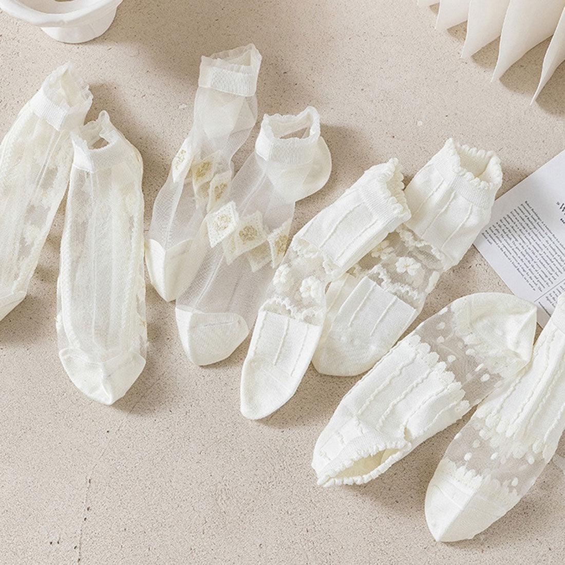 シースルーソックス 花柄 レース女性用