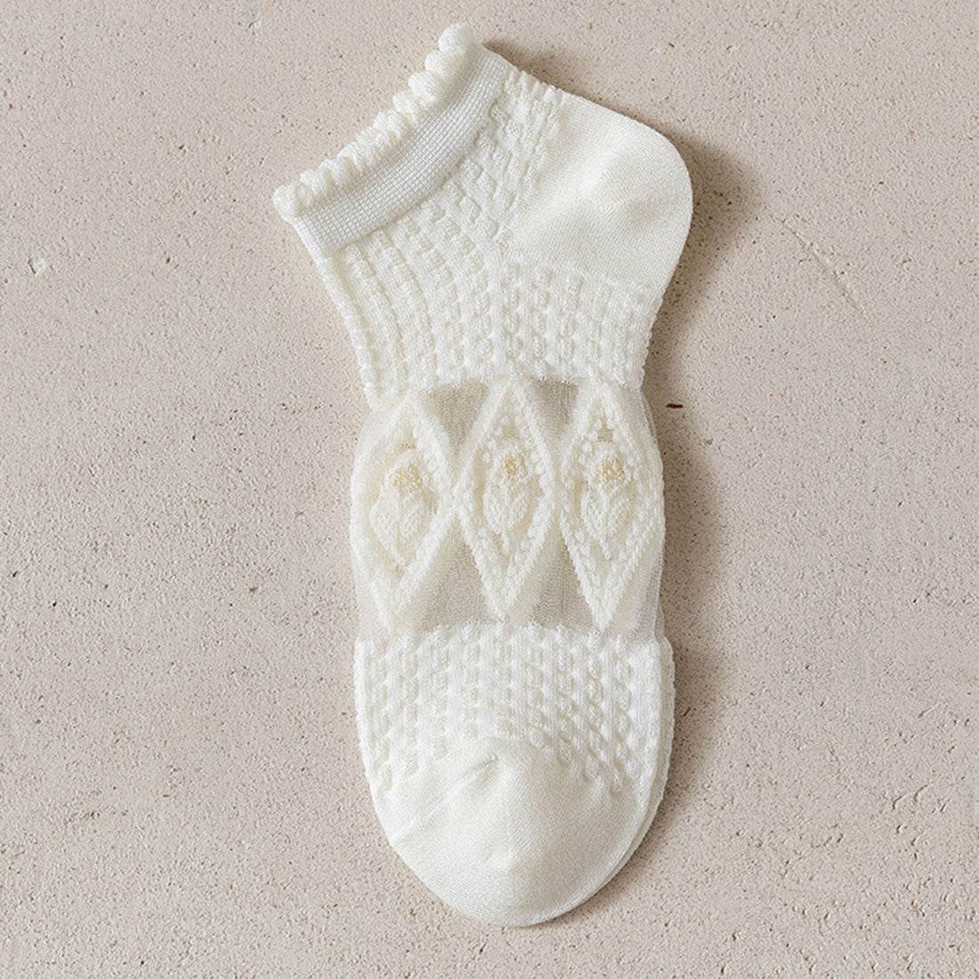 シースルーソックス 花柄 レース女性用,A(大菱形柄)