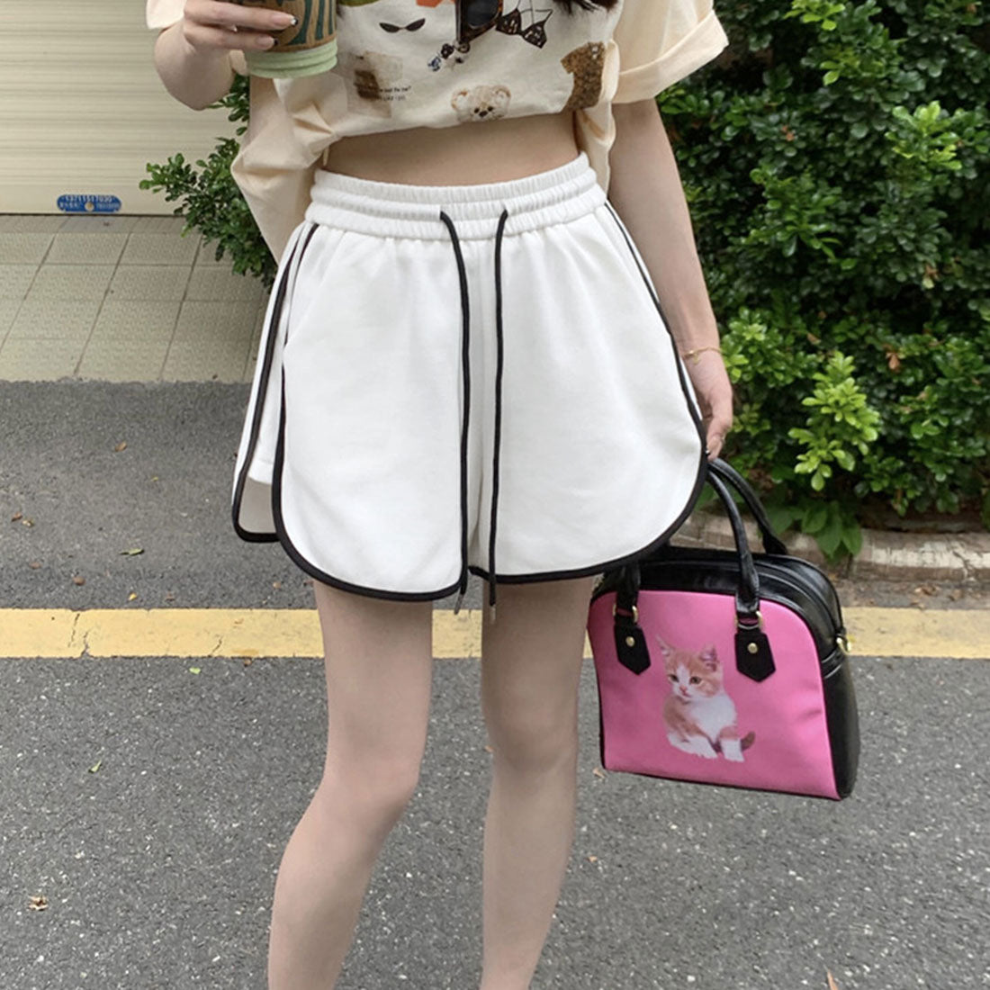 韓国ショートパンツ レディース スポーツ ホワイト