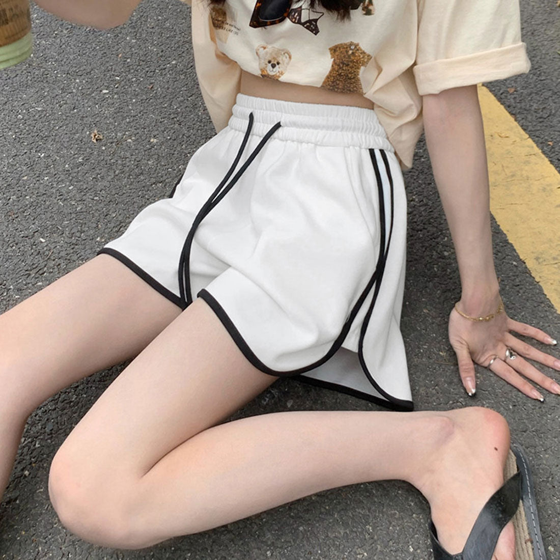 韓国ショートパンツ レディース スポーツ ホワイト