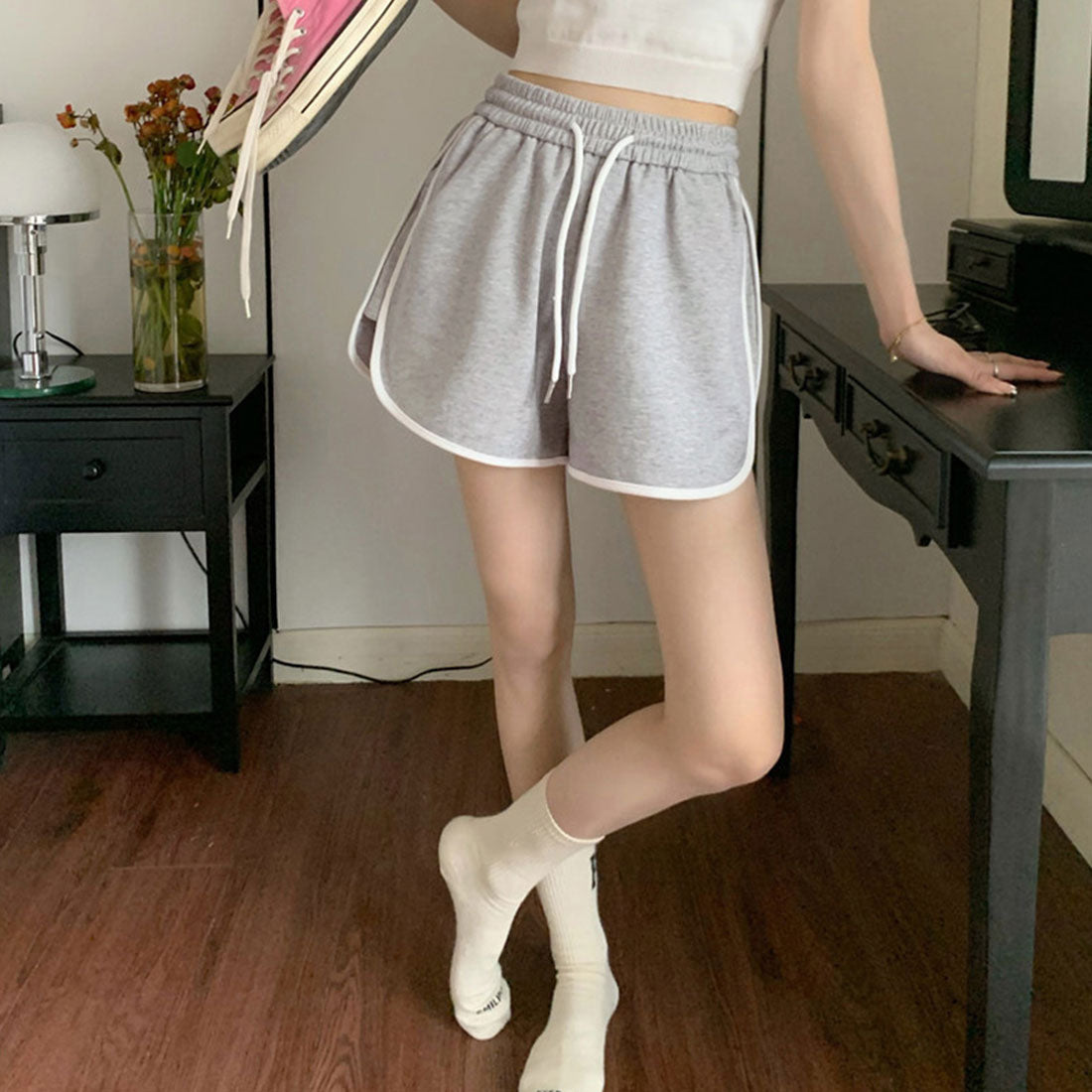 韓国ショートパンツ レディース スポーツ ホワイト