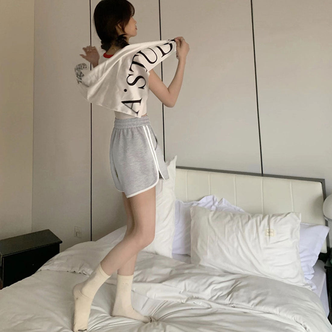 韓国ショートパンツ レディース スポーツ ホワイト