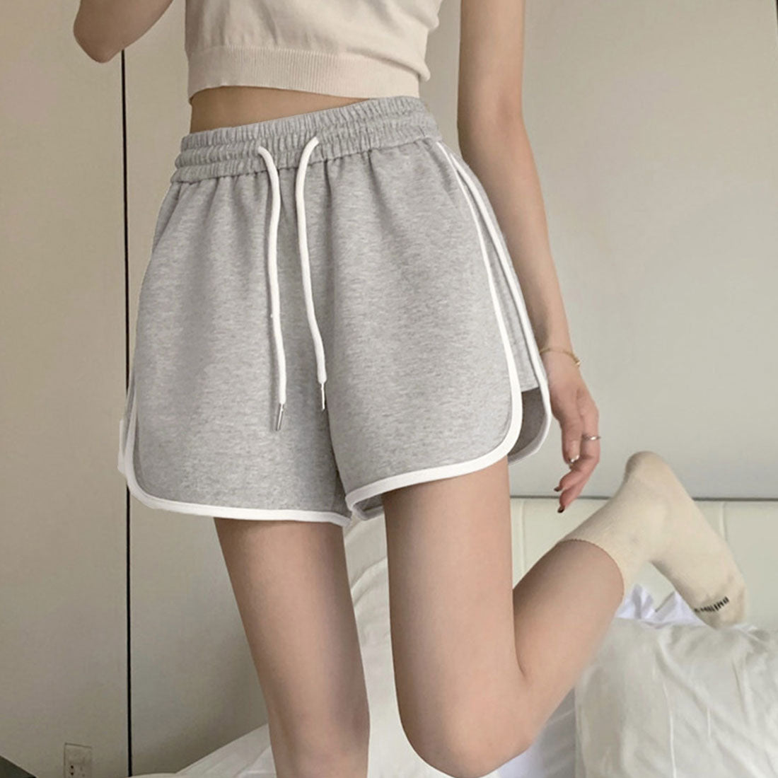 韓国ショートパンツ レディース スポーツ グレー