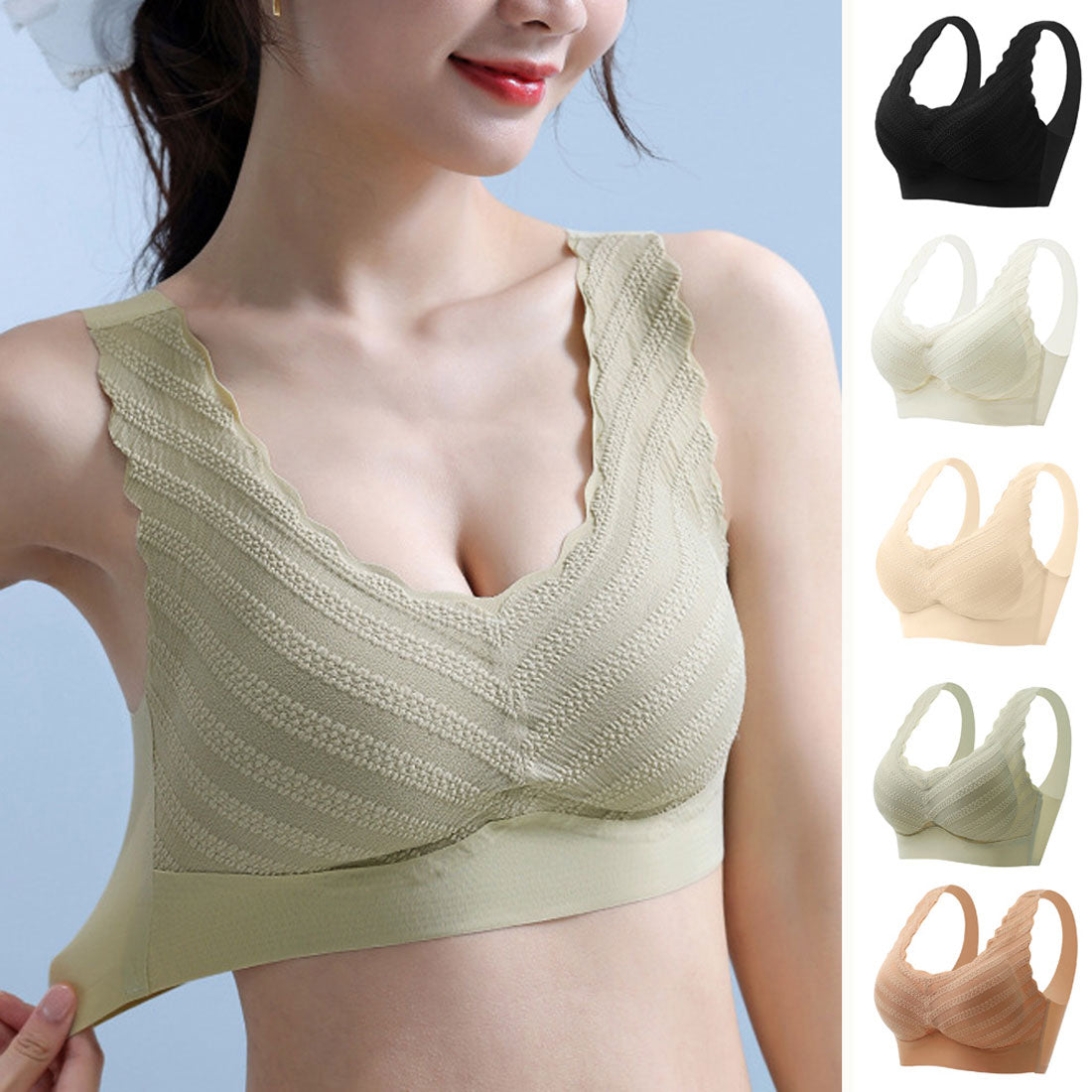 シームレスブラジャー脇高ハーフトップブラ