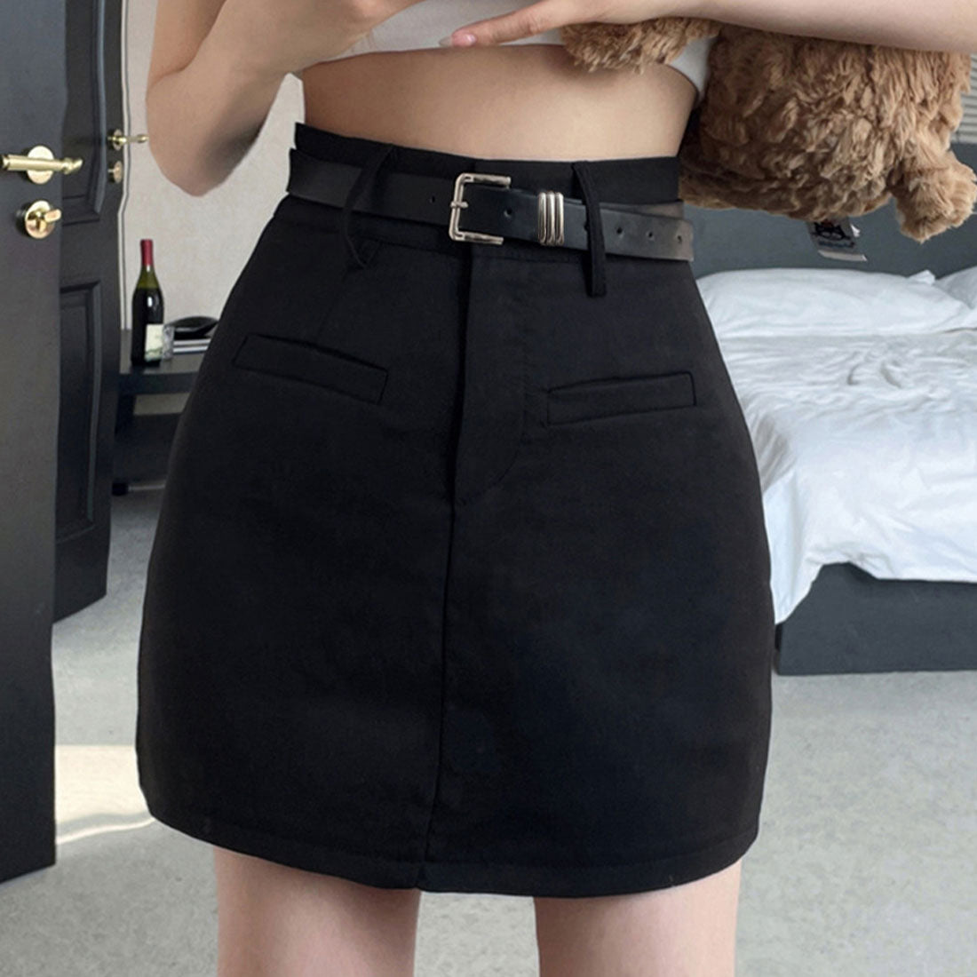 スカート BELT CHECK MINI SKIRT チェックダブルベルトラップミニスカート – Darich