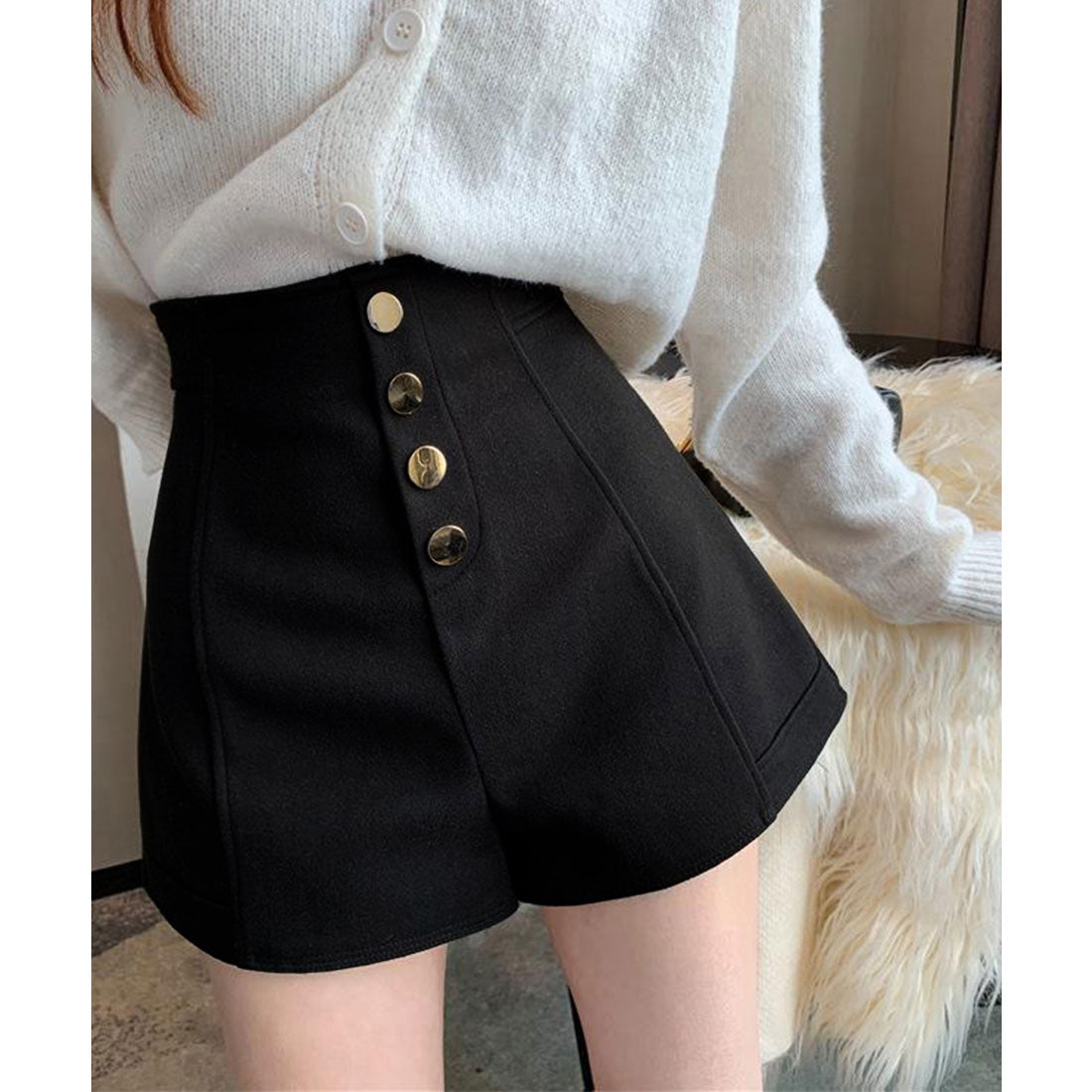 ミニミニストア miniministore ショートパンツレディースキュロットパンツ,ブラック