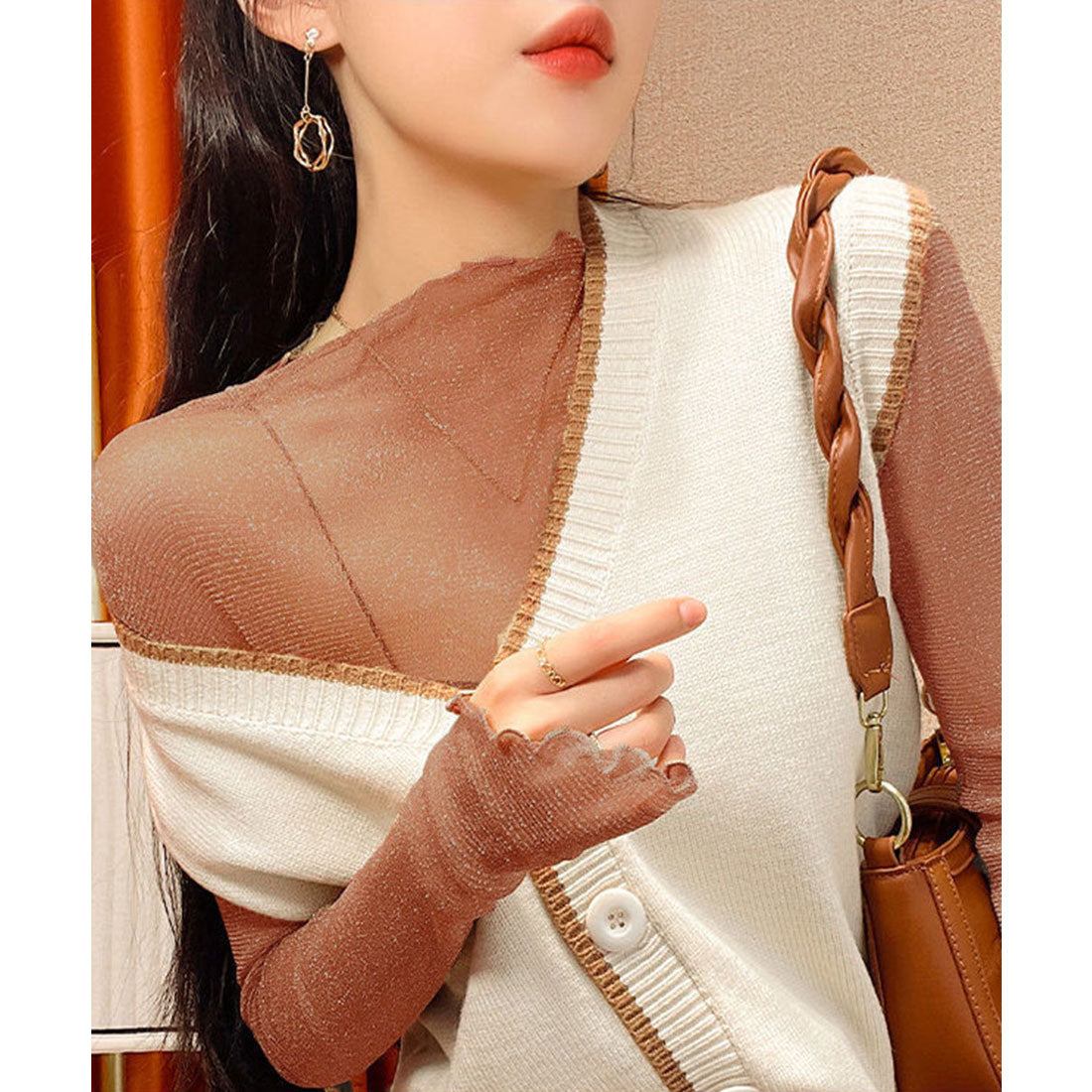 ラメ入り シースルートップス セクシー