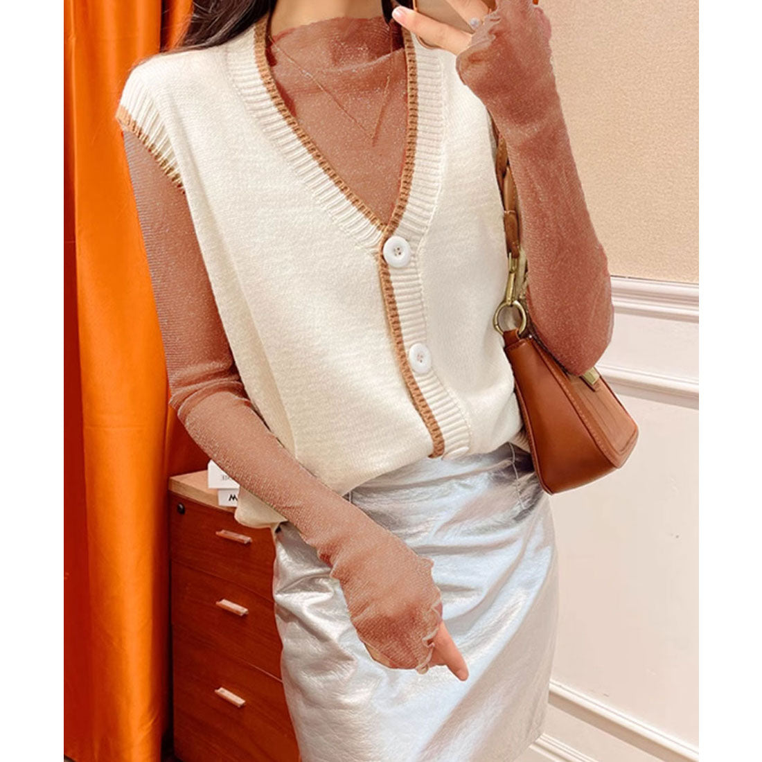 ラメ入り シースルートップス セクシー