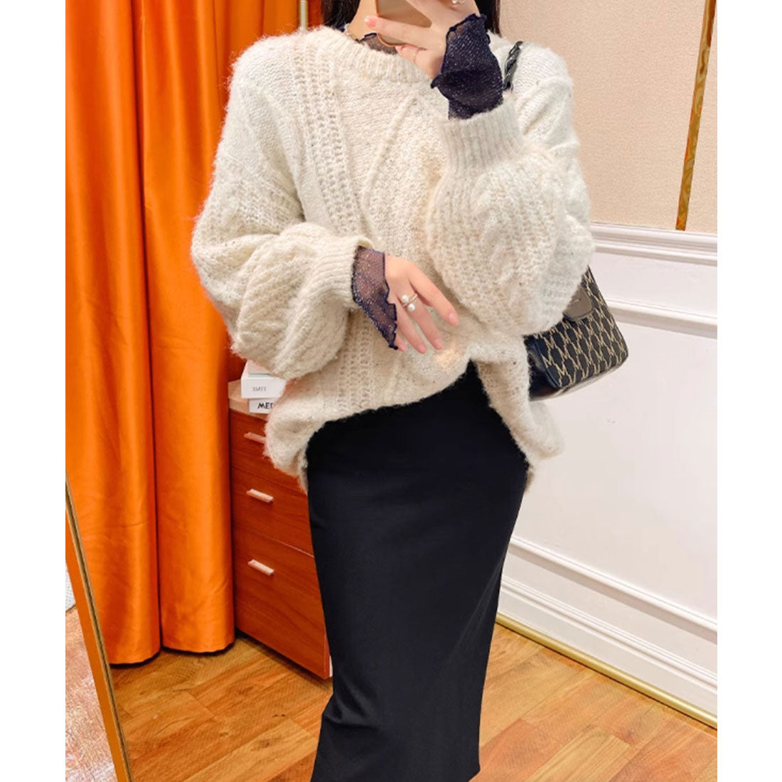 ラメ入り シースルートップス セクシー