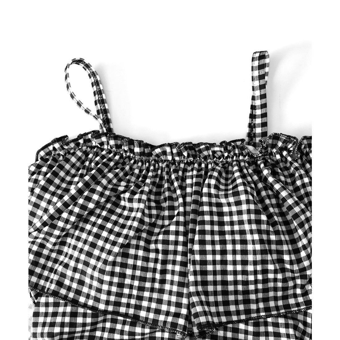 miniministore Mini Mini Store Swimwear Off-Shoulder Checkered Pattern Swimwear Korean Style 【Non-Returnable Item】