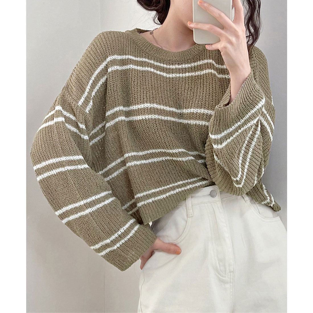 トップス minimini miniministore miniministore lace knit top striped summer wear