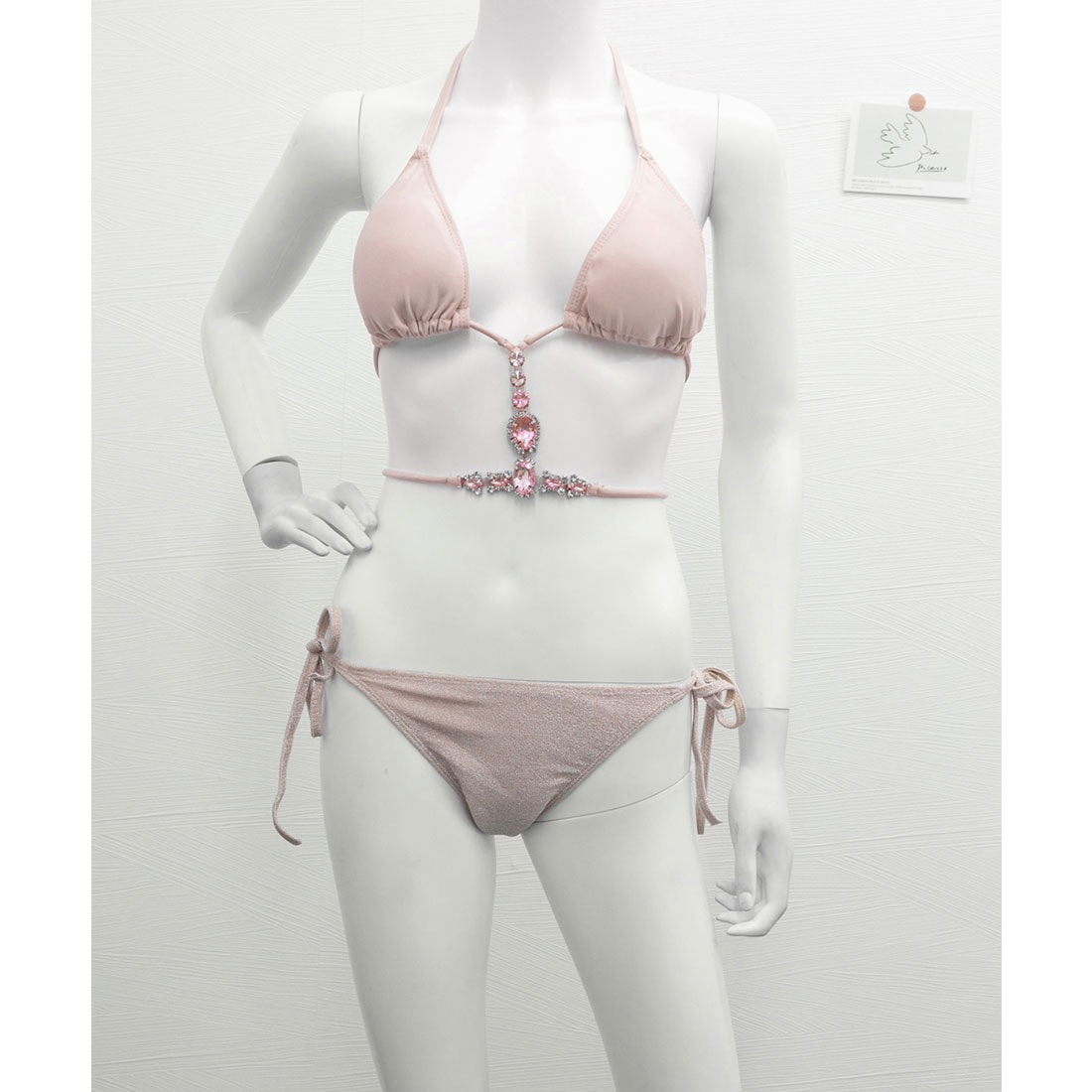 ミニミニストア miniministore ビキニ水着3点セット ビジュー付き水着 【返品不可商品】 (スモークピンク) スモークピンク