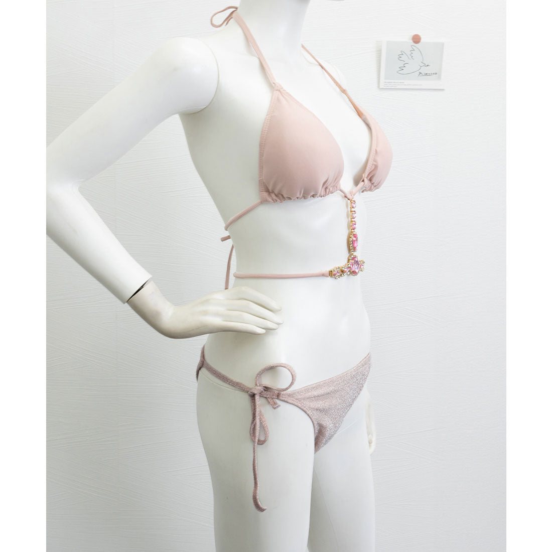 ミニミニストア miniministore ビキニ水着3点セット ビジュー付き水着 【返品不可商品】 (スモークピンク) スモークピンク