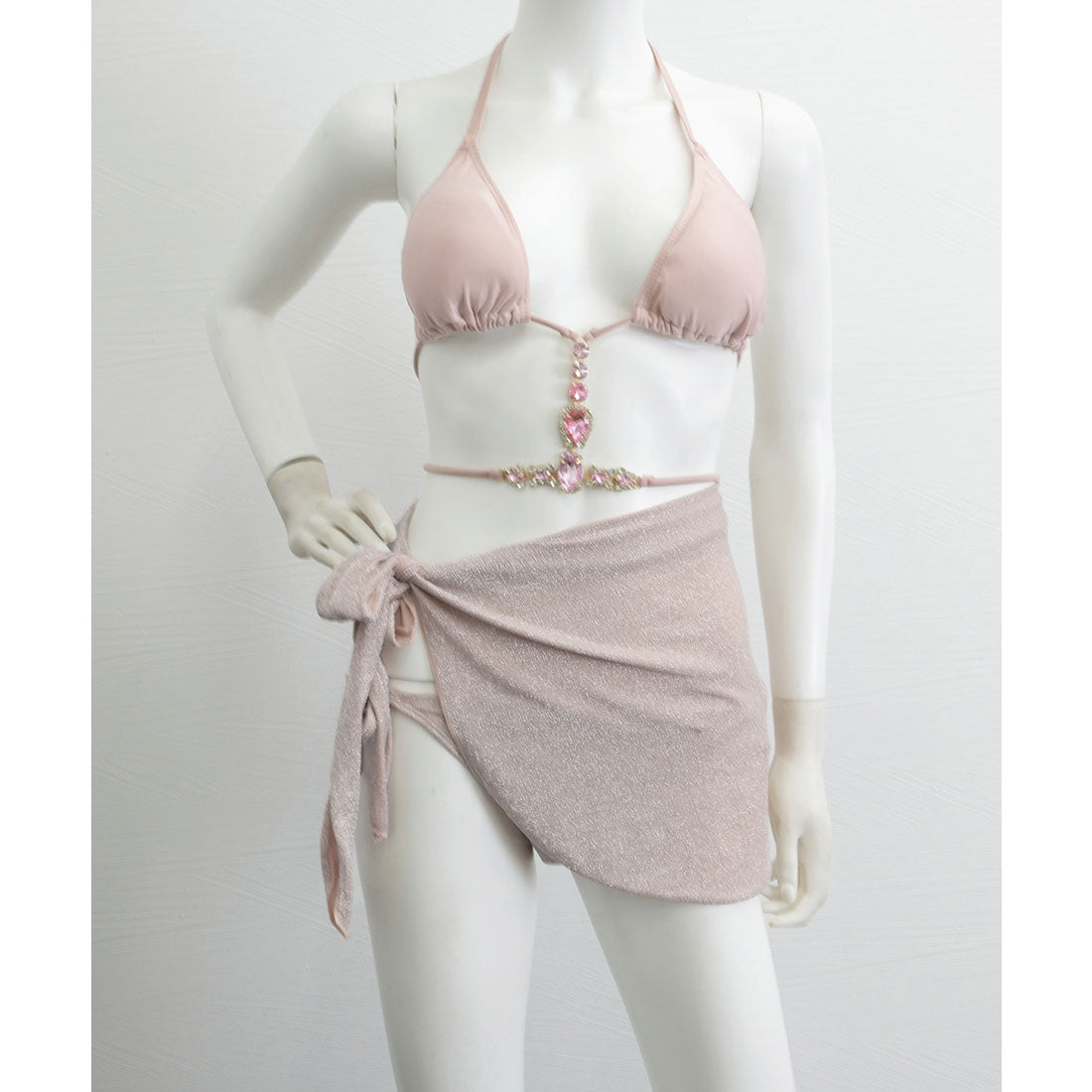 ミニミニストア miniministore ビキニ水着3点セット ビジュー付き水着 【返品不可商品】 (スモークピンク) スモークピンク