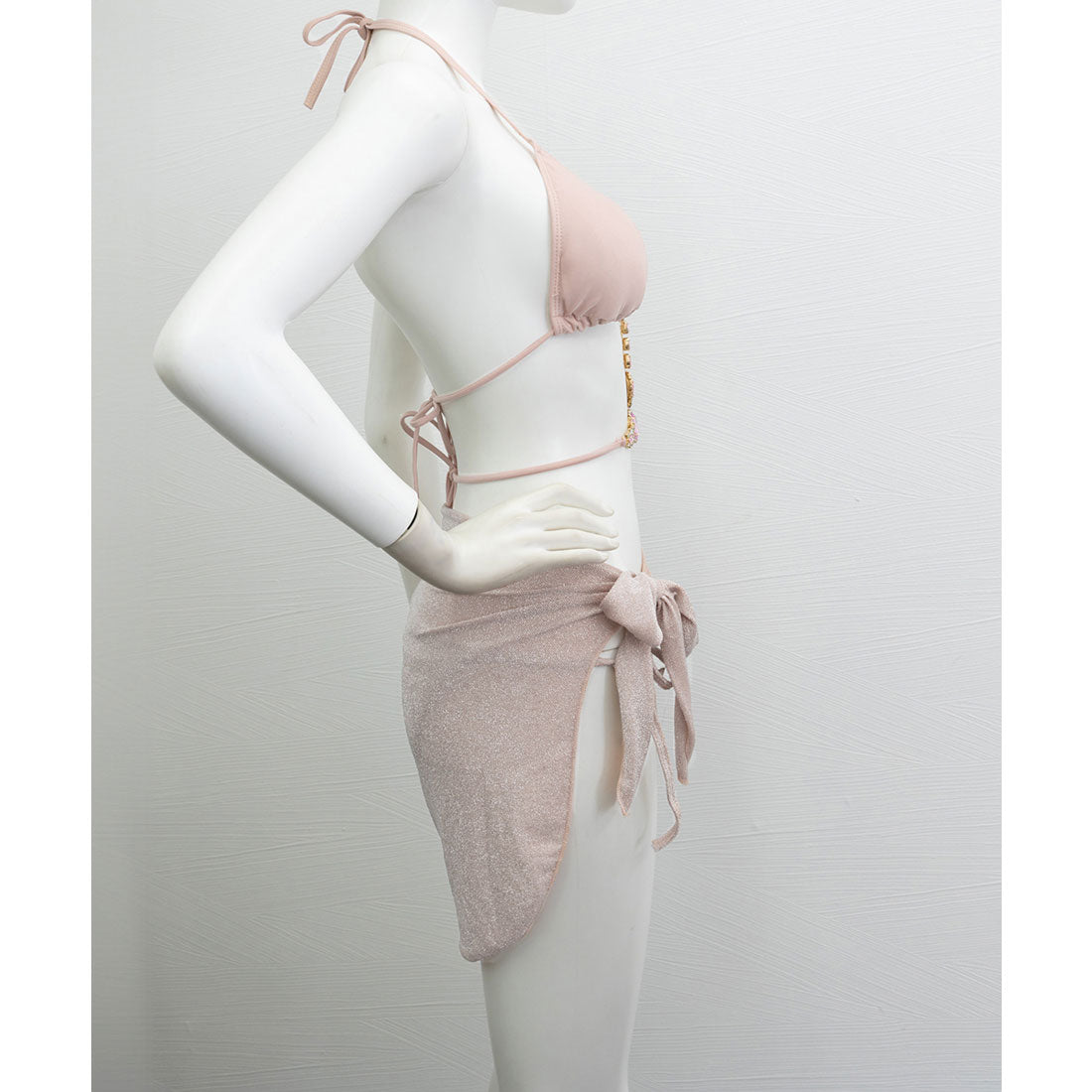 ミニミニストア miniministore ビキニ水着3点セット ビジュー付き水着 【返品不可商品】 (スモークピンク) スモークピンク