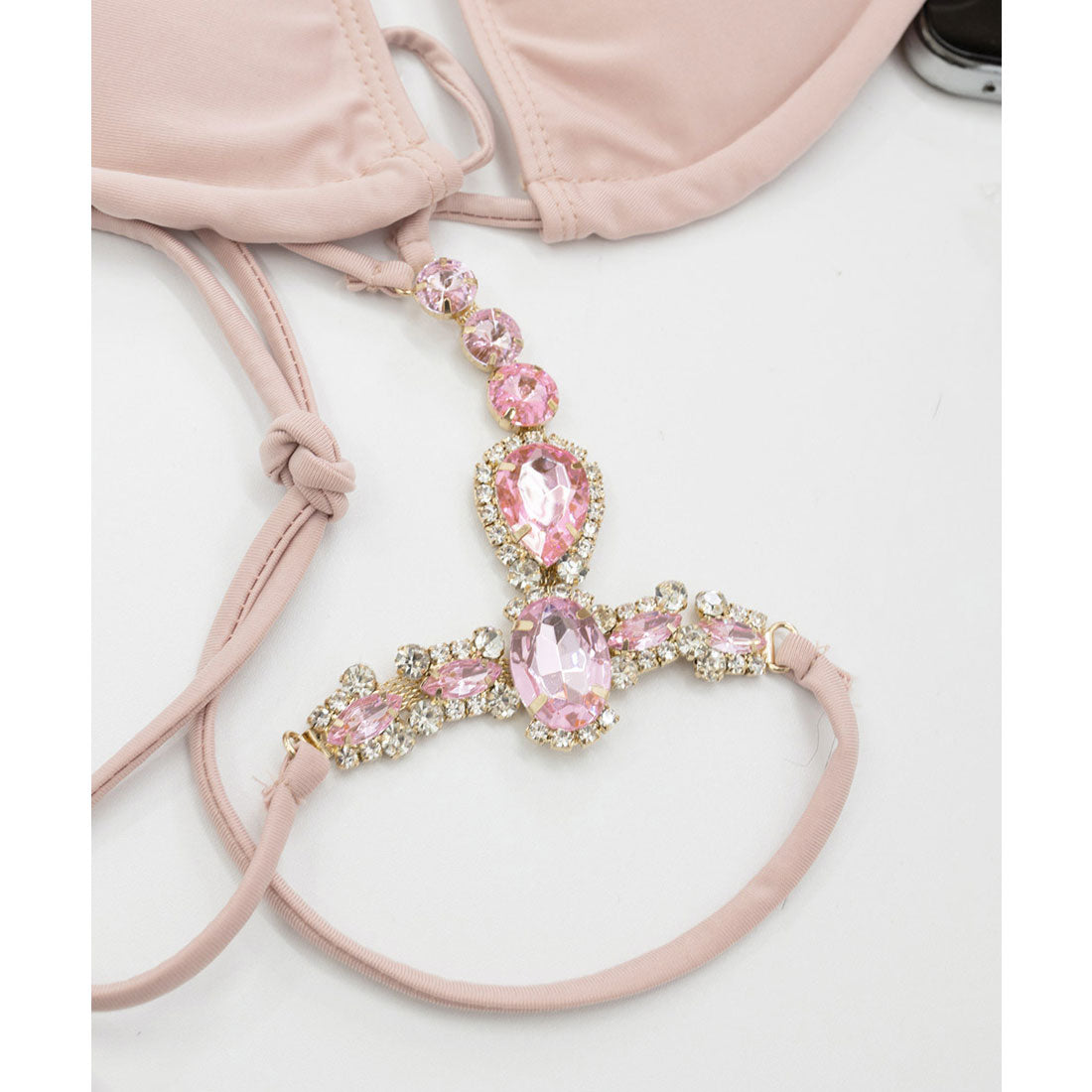 ミニミニストア miniministore ビキニ水着3点セット ビジュー付き水着 【返品不可商品】 (スモークピンク) スモークピンク