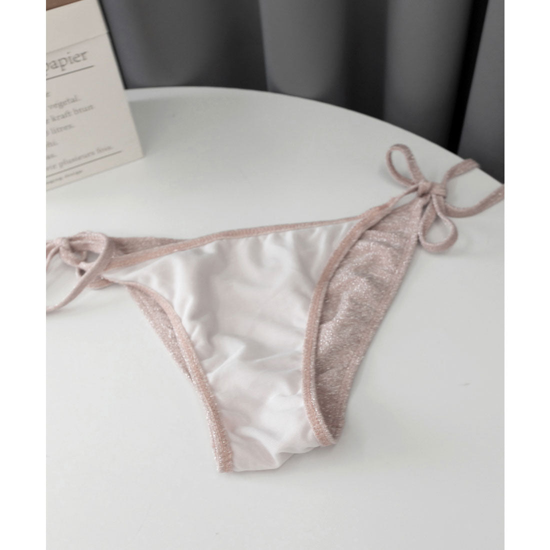 ミニミニストア miniministore ビキニ水着3点セット ビジュー付き水着 【返品不可商品】 (スモークピンク) スモークピンク