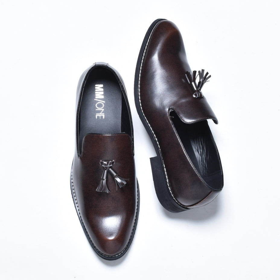 エムエムワン MM/ONE タッセルローファー,ダークブラウン
