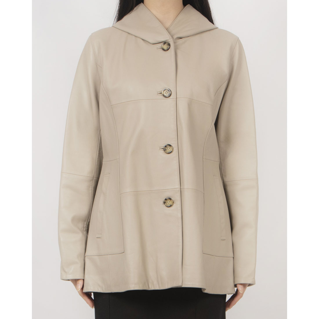 ノーザンワールド NORTHERN WORLD ラムレザー フーディージャケット (ベージュ) ベージュ