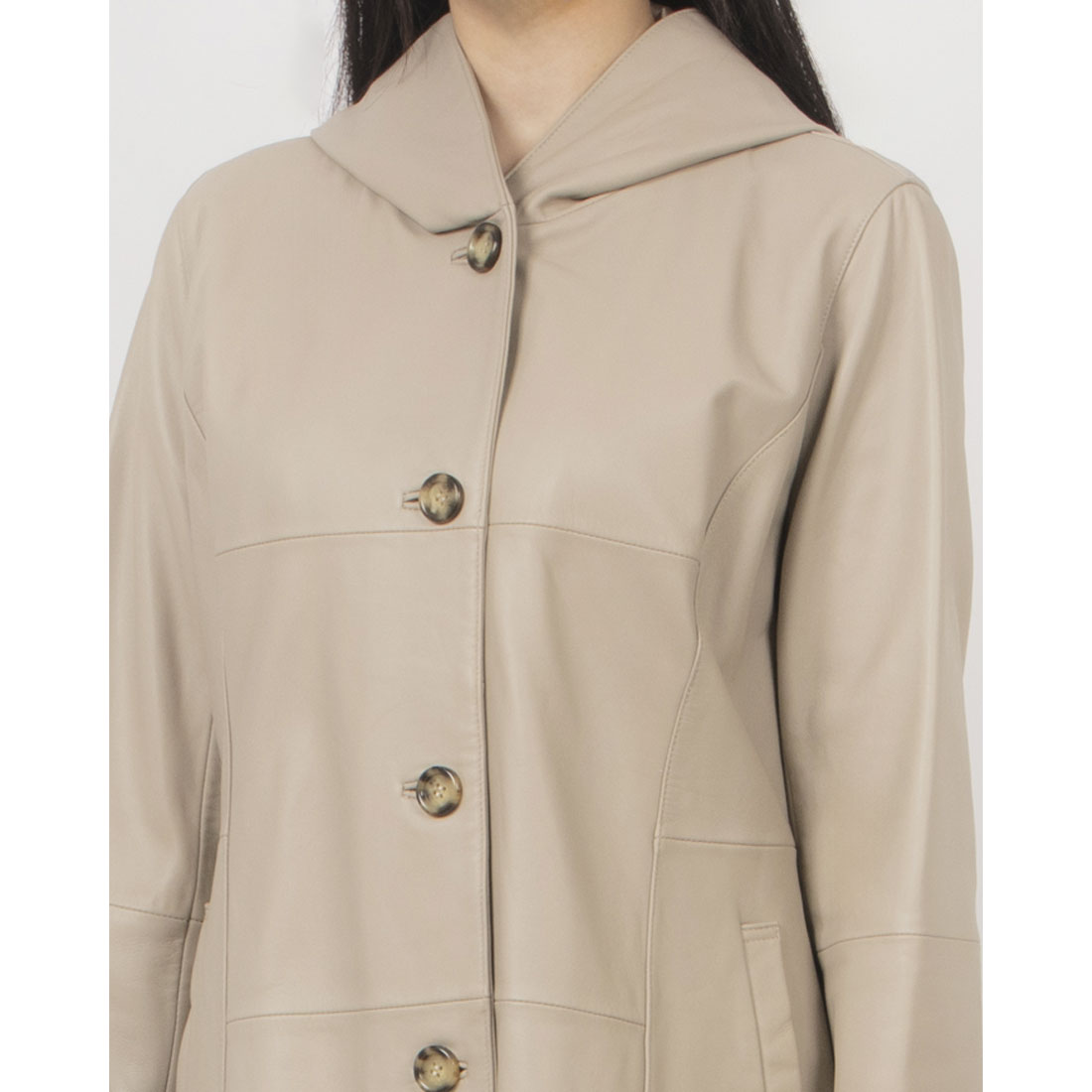 ノーザンワールド NORTHERN WORLD ラムレザー フーディージャケット (ベージュ) ベージュ