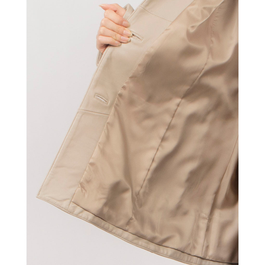 ノーザンワールド NORTHERN WORLD ラムレザー フーディージャケット (ベージュ) ベージュ