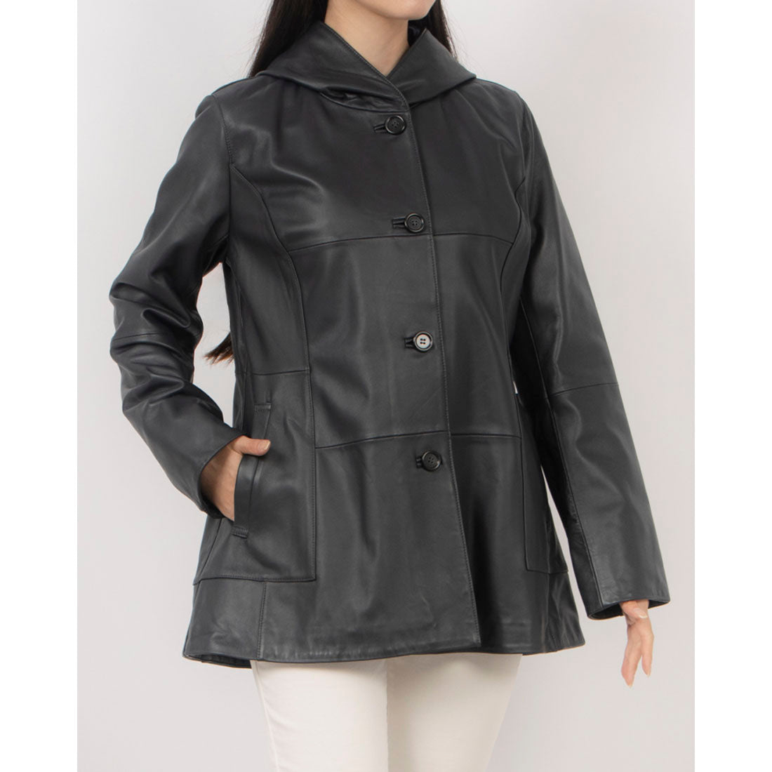 ノーザンワールド NORTHERN WORLD ラムレザー フーディージャケット (ネイビー) ネイビー