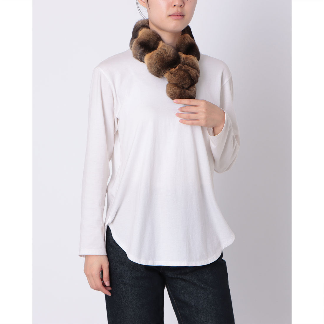 ノーザンワールド NORTHERN WORLD チンチラ&ヌートリア ダブルフェイスマフラー (マスタード) マスタード