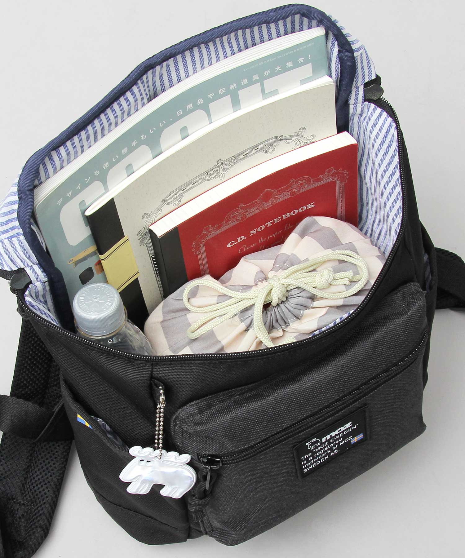 モズ moz 2WAY ミニリュック マザーズバッグ バックパック リフレクトチャーム付き 通勤 通学 A4収納 (グレー×ネイビー) グレー×ネイビー