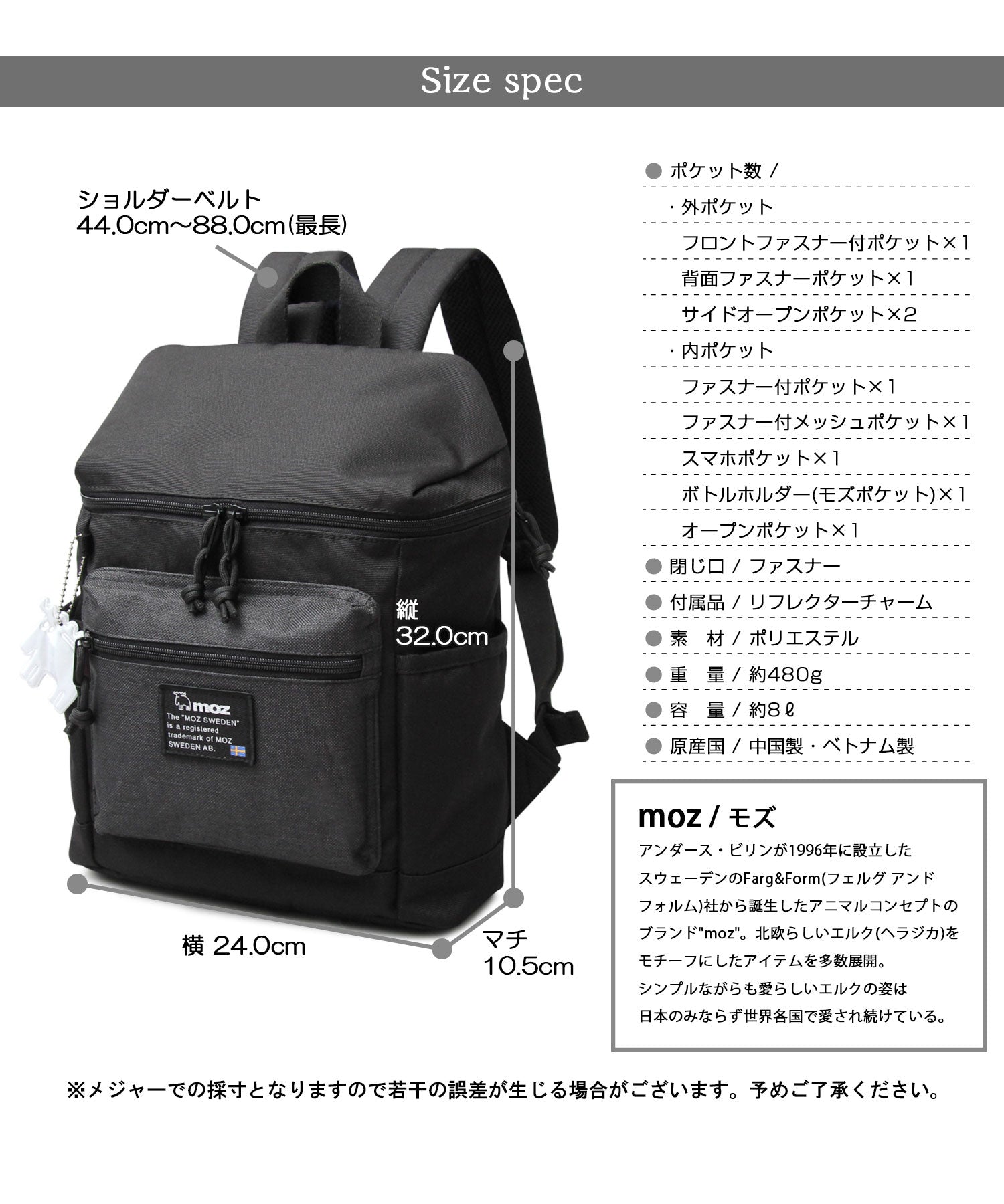 モズ moz 2WAY ミニリュック マザーズバッグ バックパック リフレクトチャーム付き 通勤 通学 A4収納 (グレー×ネイビー) グレー×ネイビー